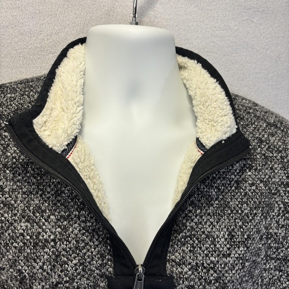 Orvis Fleece Sherpa Lined 1/4 Zip Sweater Mens Large Gray Black Pullover Knit - Picture 3 of 15